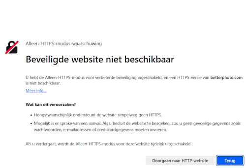 Sichere Webseite nicht verfügbar