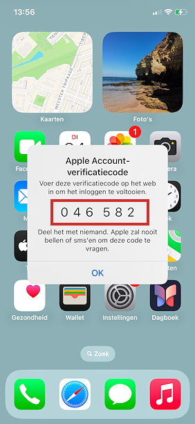 Verifizierungscode auf iPhone
