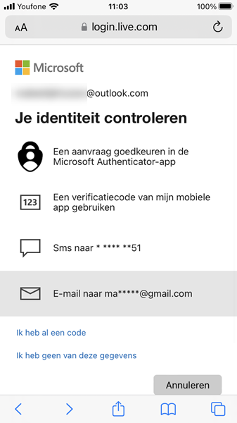 Zweistufige Anmeldung bei Microsoft-Konto