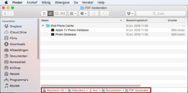 Breadcrumb-Menü auf dem Mac