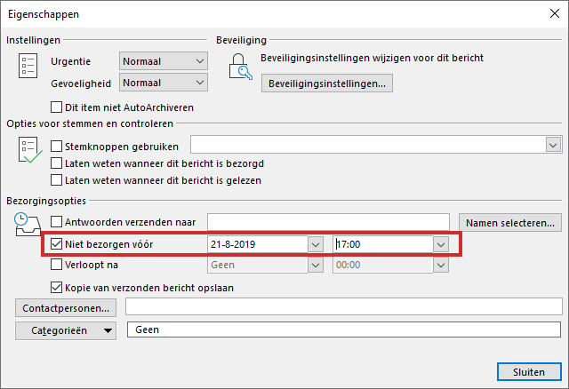 Einstellung f&uuml;r verz&ouml;gerten Versand in Outlook