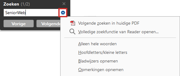 Suchfunktion in Adobe Acrobat