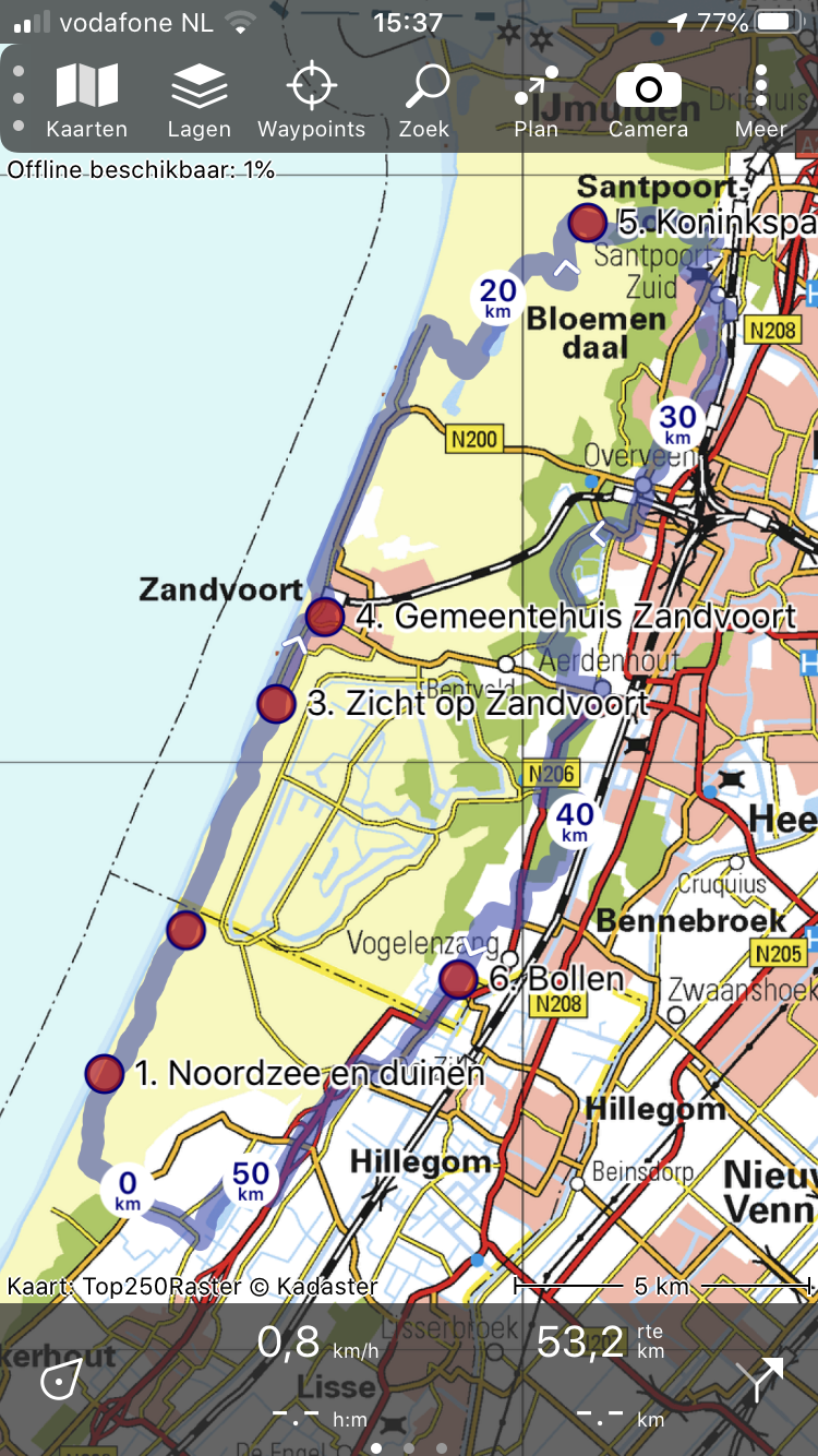 Route verfolgen in Topo GPS auf iPhone