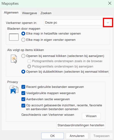 Explorer Startordner einstellen