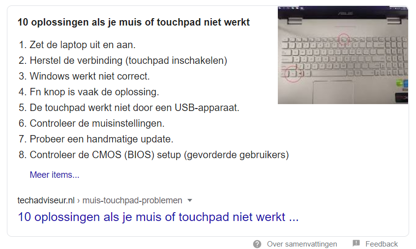 Beispiel f&uuml;r einen empfohlenen Ausschnitt bei Google