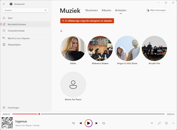 Ansicht des Windows Mediaspelers