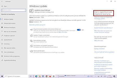 Anzeige der Windows 10 Verl&auml;ngerung im Update-Bereich