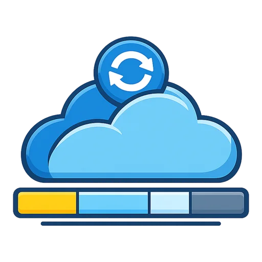 Was bedeutet der blaue Kreis mit Pfeilen in OneDrive – wird gerade etwas verändert?